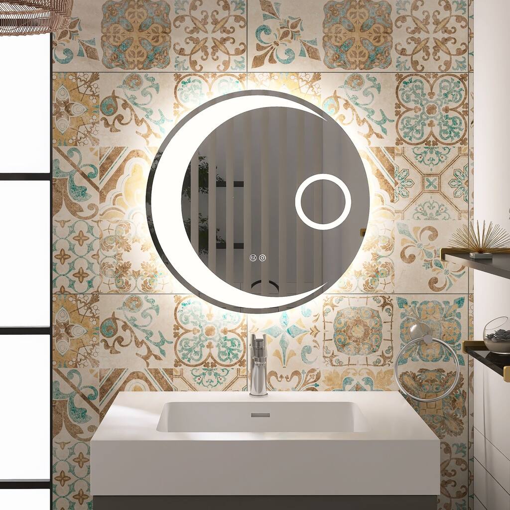 Round Frameless Anti-Fog Wall Mounted LED Bathroom Vanity Mirror ...