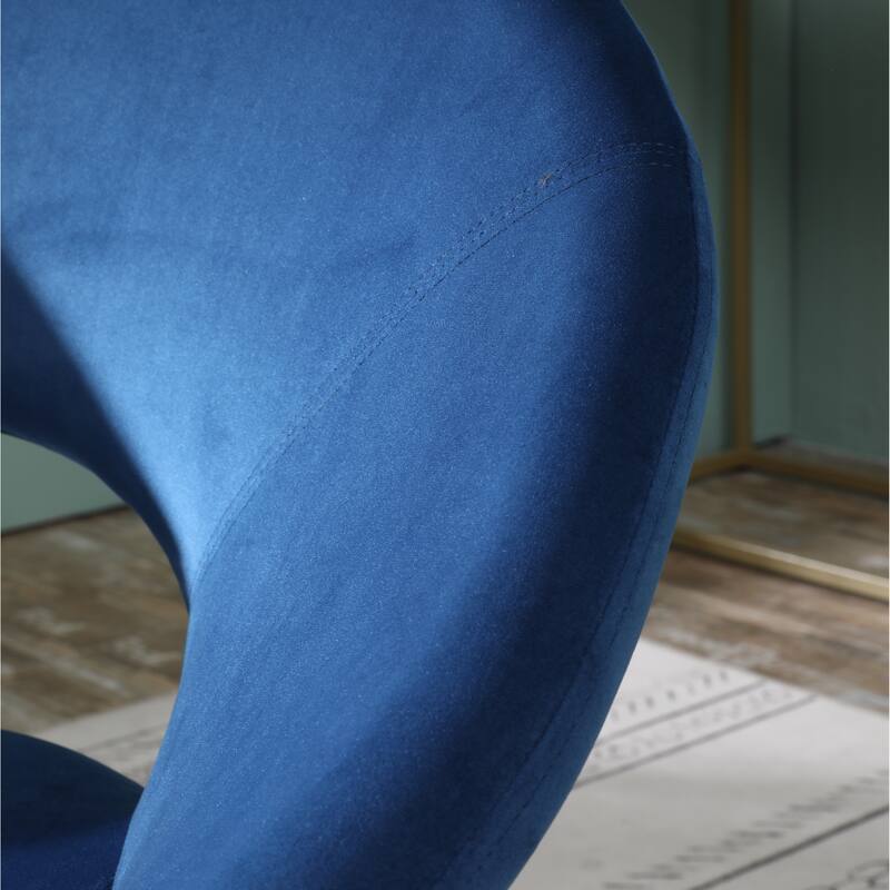 Blue Modern 28" Polyester Upholstered Accent Chair with Gold Tone Finished Base and Metal Sled Legs