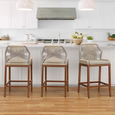 Modern Aluminum Counter Height Bar Stools, Upholstered Counter Stools with Back - 27.5"H