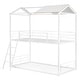 preview thumbnail 5 of 9, White Twin over Twin Size Metal Bunk Bed with Half Roof, Guardrail and Ladder for Bedroom