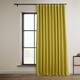 Exclusive Fabrics Faux Linen Extra Wide Room Darkening Curtain Panel - 100 X 108 - Graphic Gold