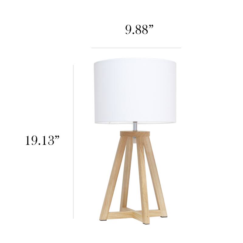 19 in. Natural Finish Table Lamp with White Shade, Sturdy Table Lamp for Living Rooms and Bedrooms