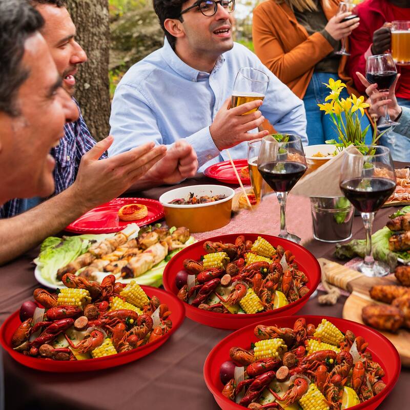Creole Feast 15-Inch Crawfish Plates for Outdoor & Indoor, Red