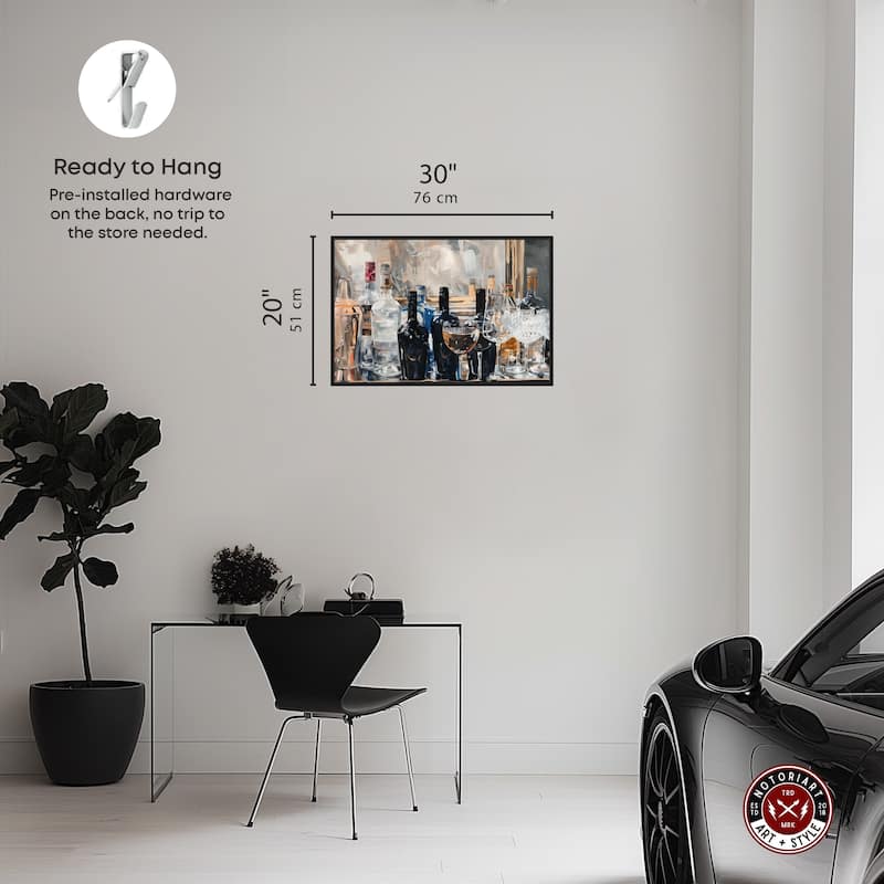 Notoriart Countertop Drinks Framed Bar Cart Art For Men