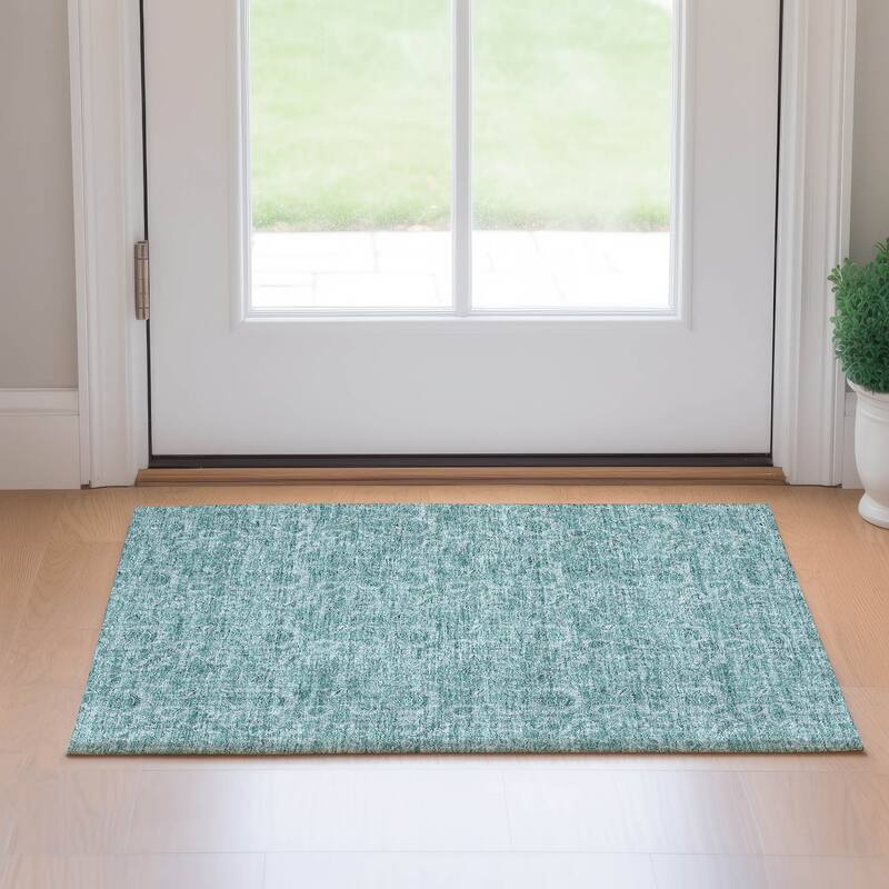 Premium Washable Super Soft Floral Modern Mayfield Rug - Teal - 1' 8" x 2' 6" - Rectangle