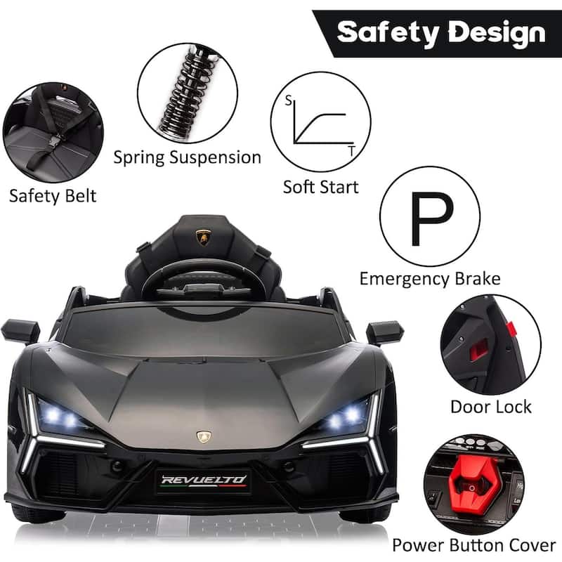 12V Kids Ride On Car, Licensed Lamborghini Revuelto Electric Car for Kids
