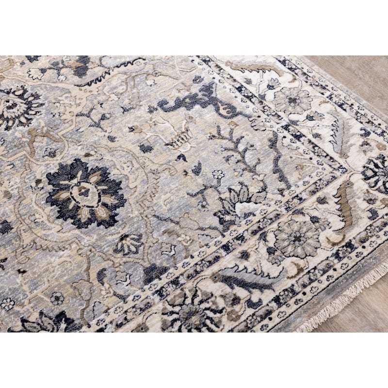 Santiago Classic Floral Cream Blue Area Rug