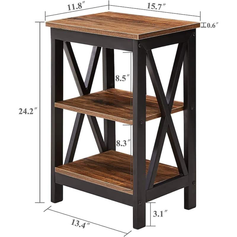 Modern Nightstand with 3-Tier Storage Shelves