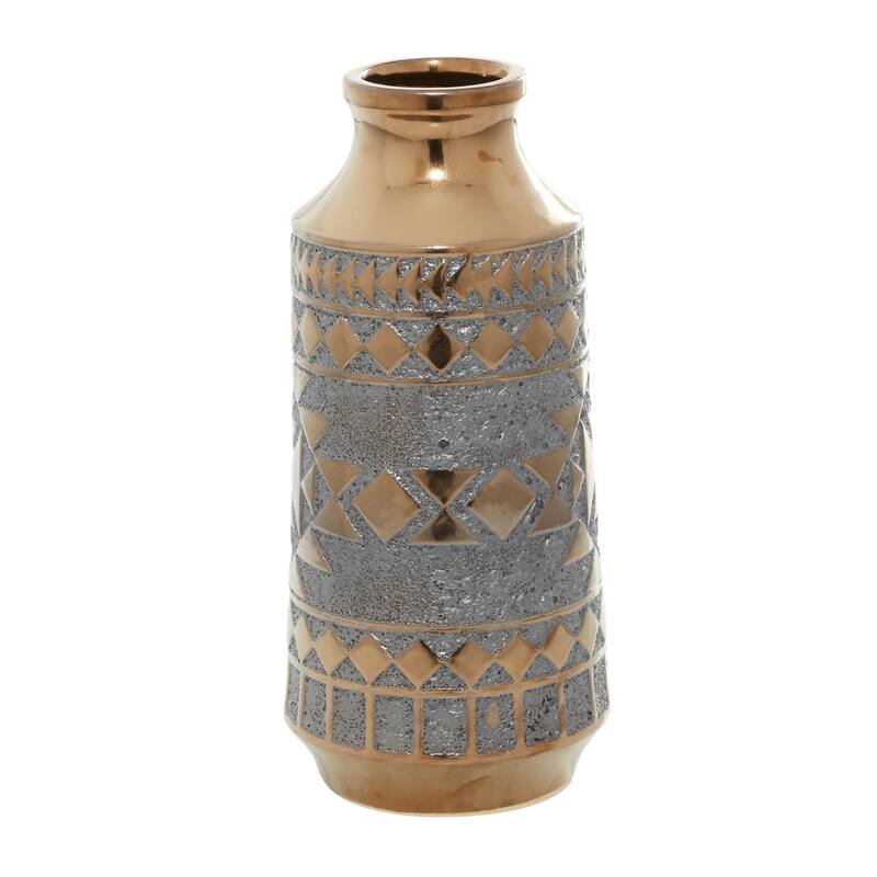 Gold Porcelain Ceramic Tribal Decorative Vase