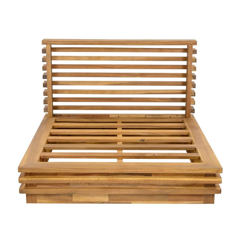 Christopher Knight Home - Outdoor 2-Piece Wood Conversation Set with Cushions and Side Table