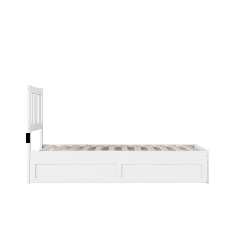 Twin Bed with USB - Solid Wood Frame, 2 Drawers, Storage & Charger - 600lb Capacity
