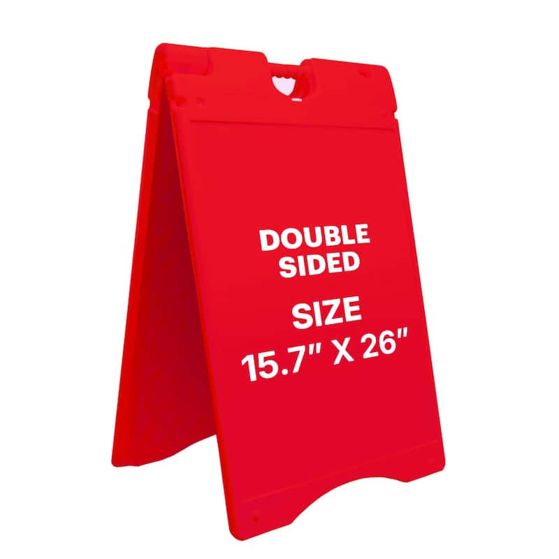 Jumbl A Frame Sandwich Board – 15.7 x 26" Display Sidewalk Sign with PVC Sign Protector (Red) - Red