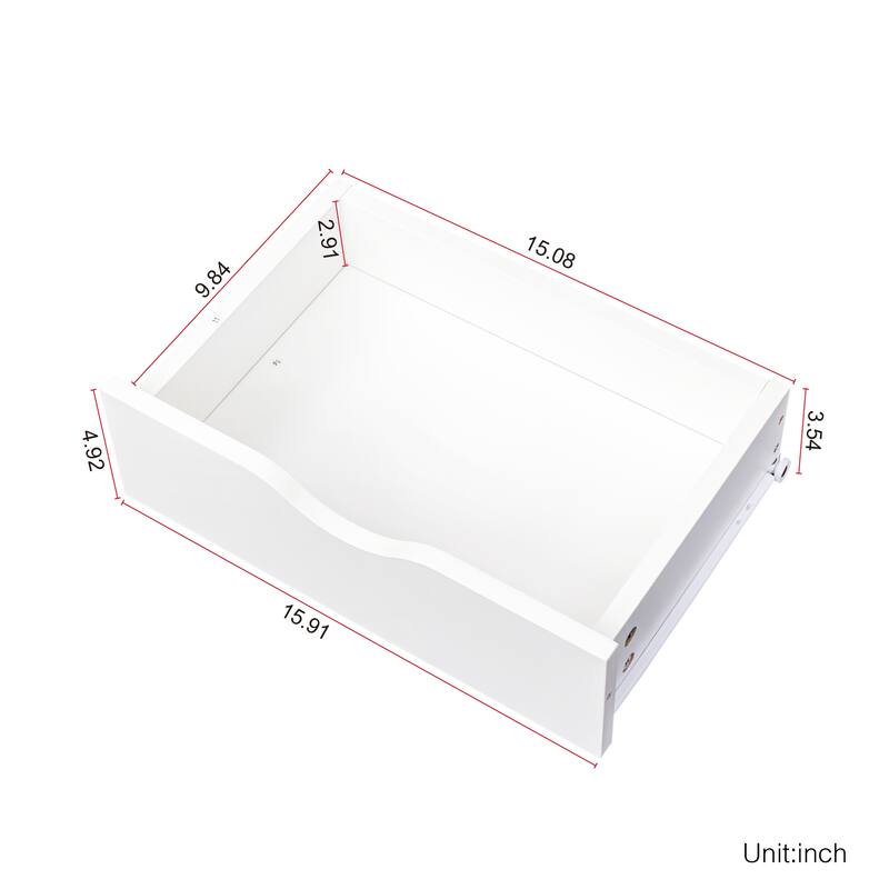 Roomfitters 4-Drawer White Salon Storage Cabinet with Hair Dryer Holders, Beauty Styling Organizer Station with Raised Legs