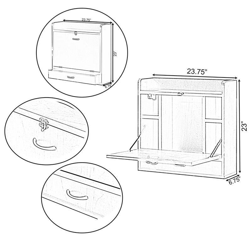 Folding Laptop Writing Computer Makeup Desk Storage Shelves Drawer