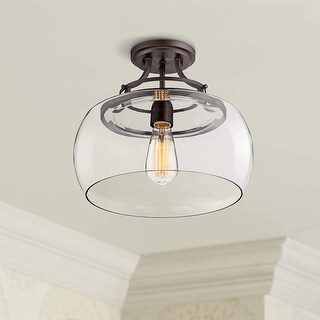 Rust Ceiling Lighting Farmhouse rust ceiling light glass semi flush mount fixture - Bed Bath ...