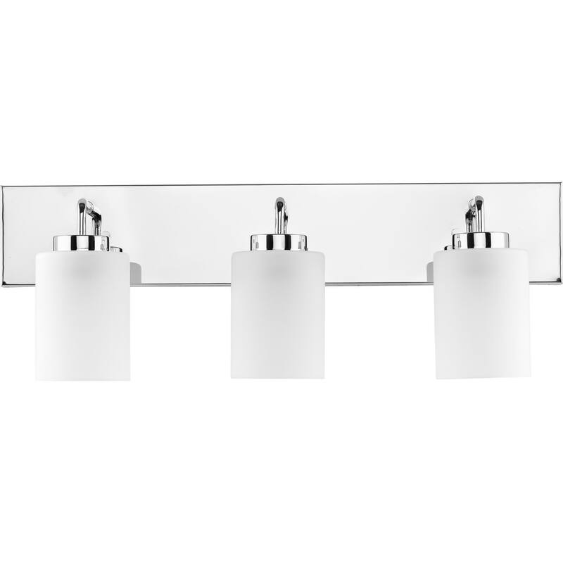 Merry Collection Three-Light Polished Chrome and Etched Glass Transitional Style Bath Vanity Wall Light