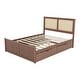preview thumbnail 5 of 16, Queen Size Solid Pine Wood Platform Kids Bed Frame with 4-Drawers and Rattan Headboard for Bedroom, Easy to Assemble, Espresso