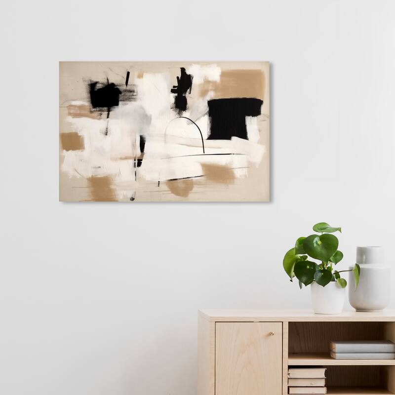 Wynwood Studio Canvas Abstract Entrance of Abstraction White and Light Brown Modern & Contemporary Wall Art Canvas Print - 30 x 20