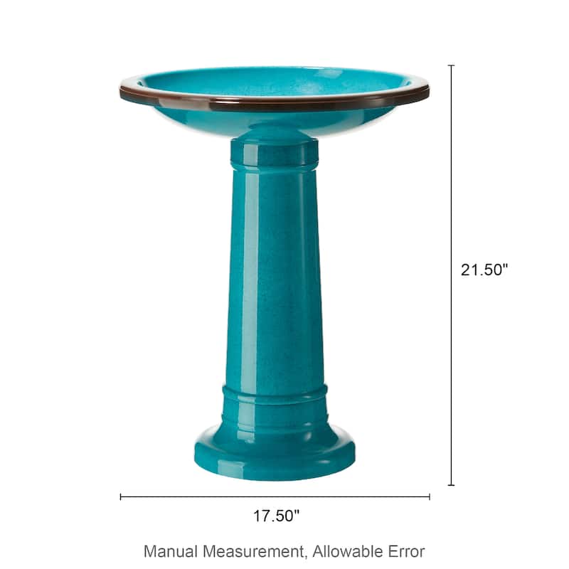 Glitzhome 21.5"H Faux Ceramic Weather-resistant Tall Pedestal Birdbath