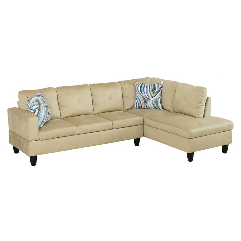Beige Microfiber 3-Piece Living Room Sofa Set
