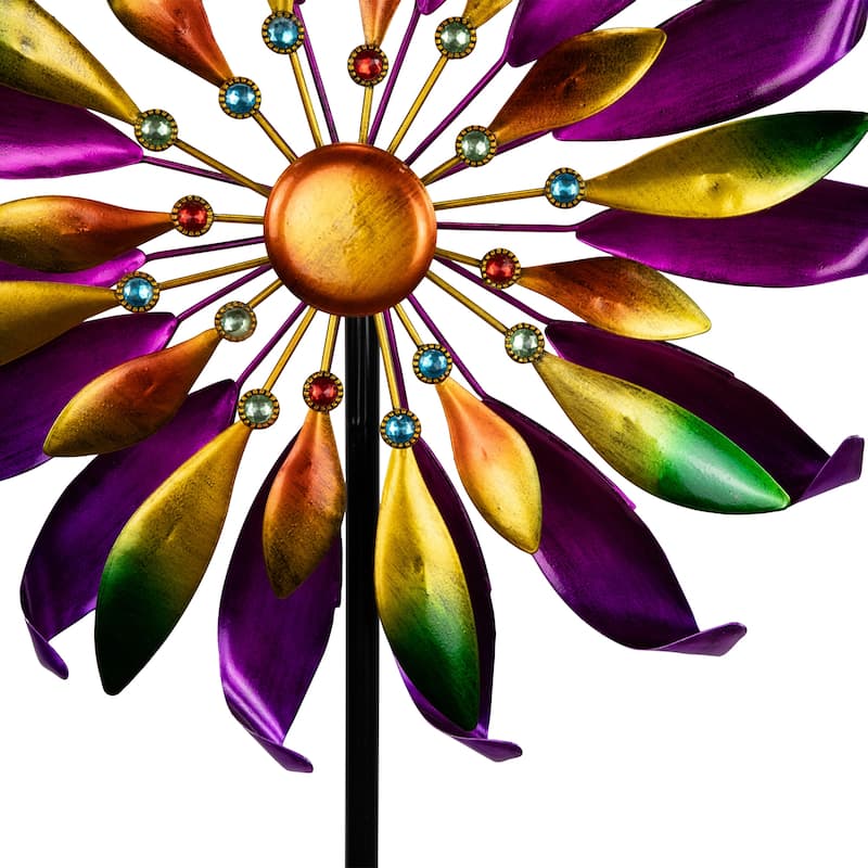 Mardi Gras Flower Outdoor Pinwheel Garden Stake - 4.5'