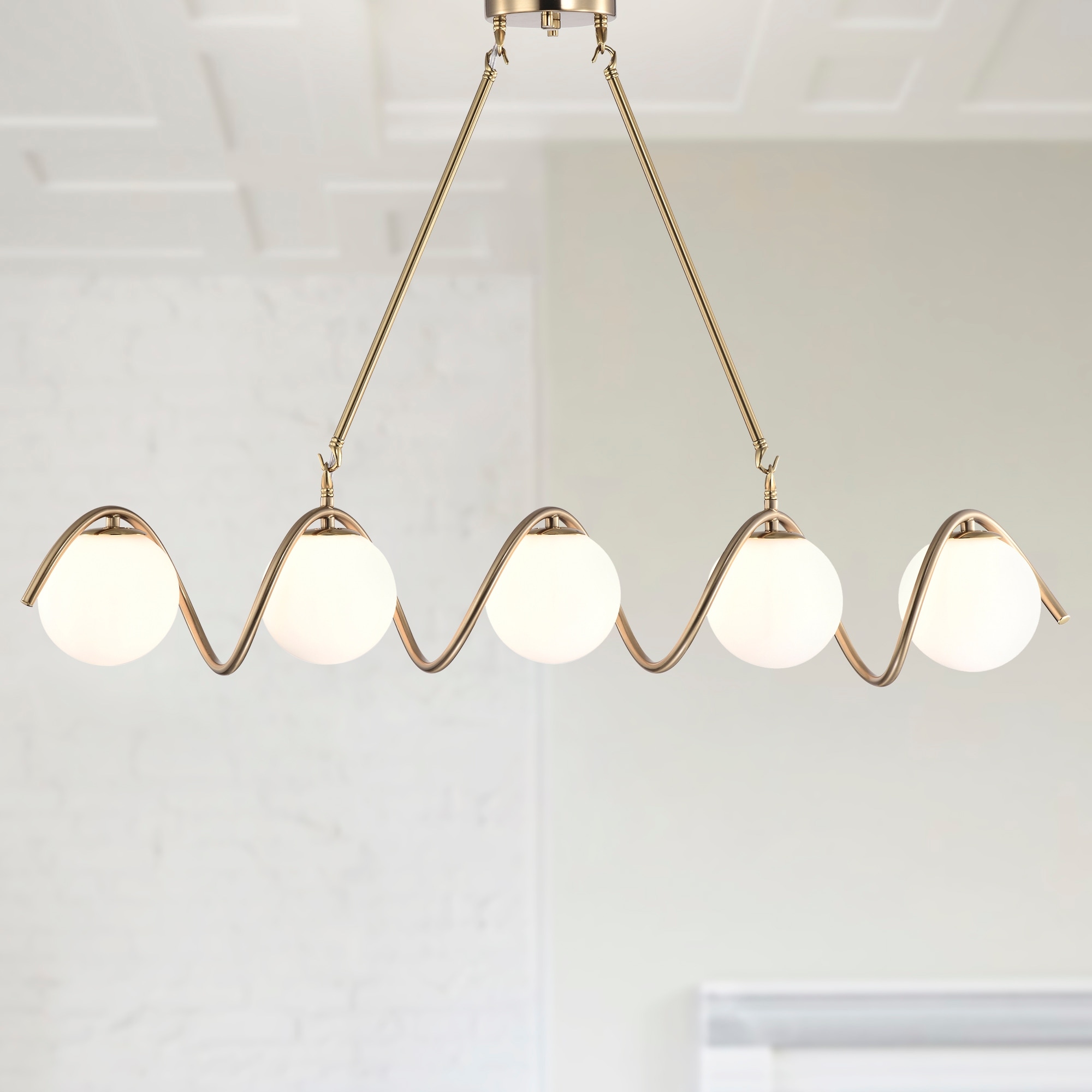 Warehouse of Tiffany Dazzle 33 Inch Modern Glass Globe Pendant Chandelier 5-Light