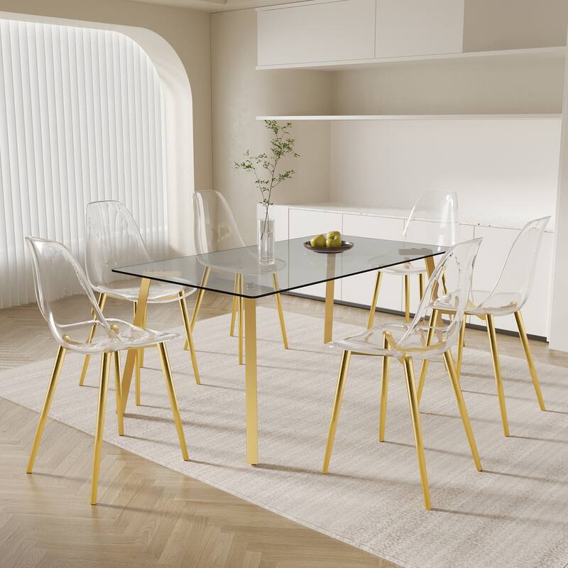 Modern Kitchen Transparency Dining Room Chairs Set of 6