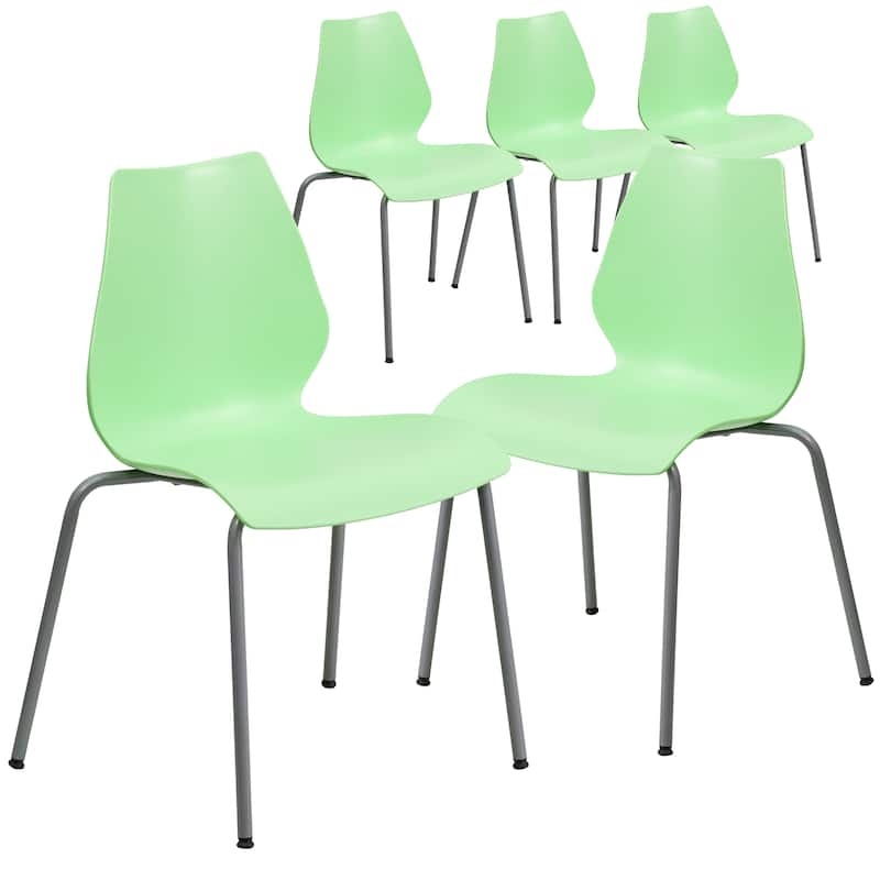 5 Pack HERCULES Series 770 lb. Capacity Stack Chair with Lumbar Support - Green