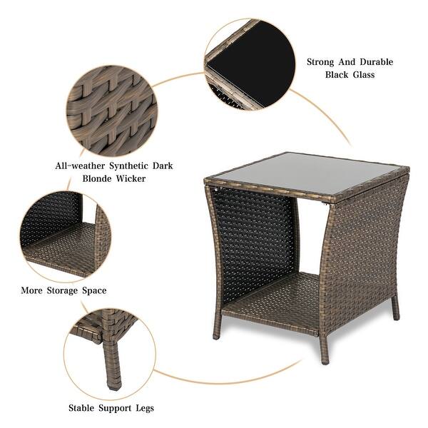 Kinbor Glass Top Outdoor Wicker Patio Coffee Table W Storage On Sale Overstock 30837000 Black Gold