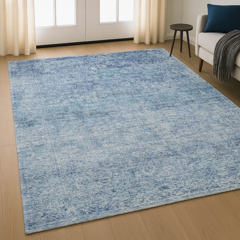 Premium Washable Super Soft Vintage Traditional Mayfield Rug - Blue - 8' x 10'
