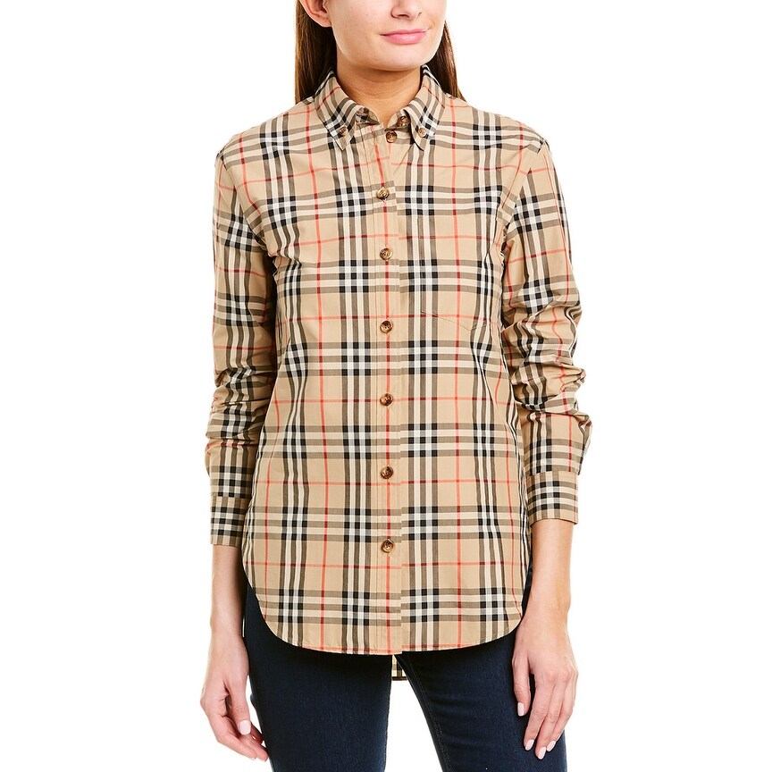 burberry check button down shirt