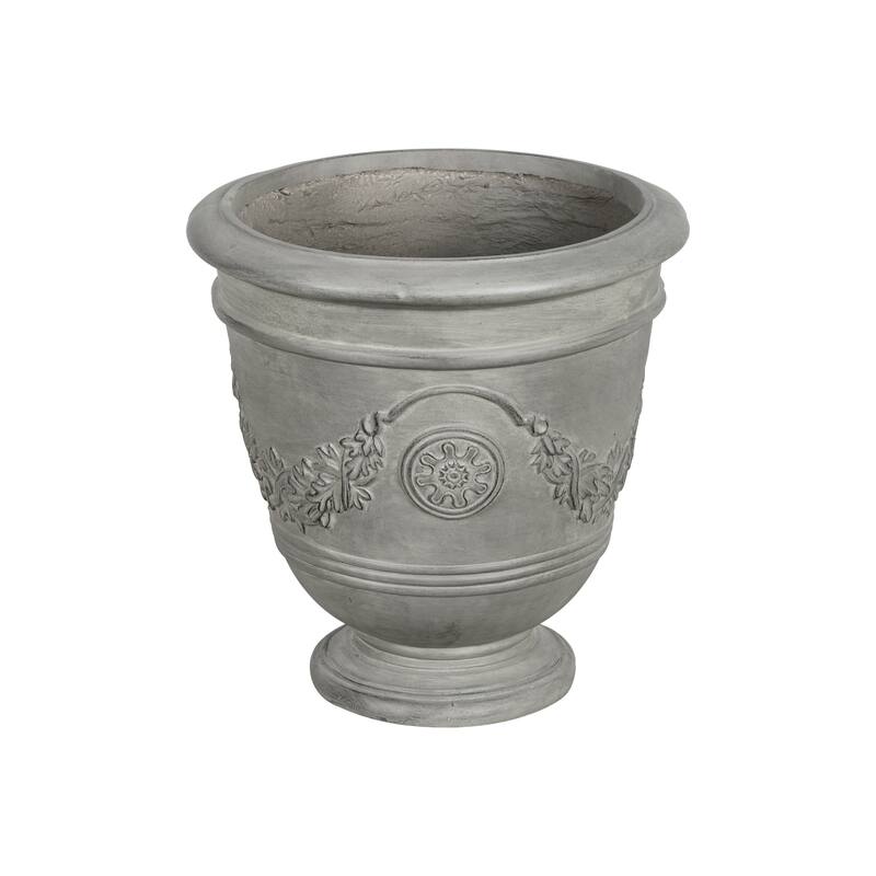 Christopher Knight Home - Jinni Classical 18.11"H Outdoor Pedestal Urn Planter with Garland-Carved Design