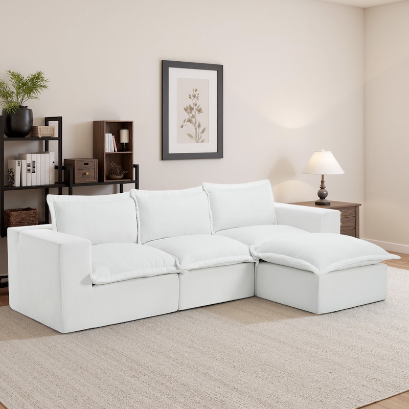 Comfy Cloud Chenille Upholstered Sectional Sofa with Pillow-Top Cushion