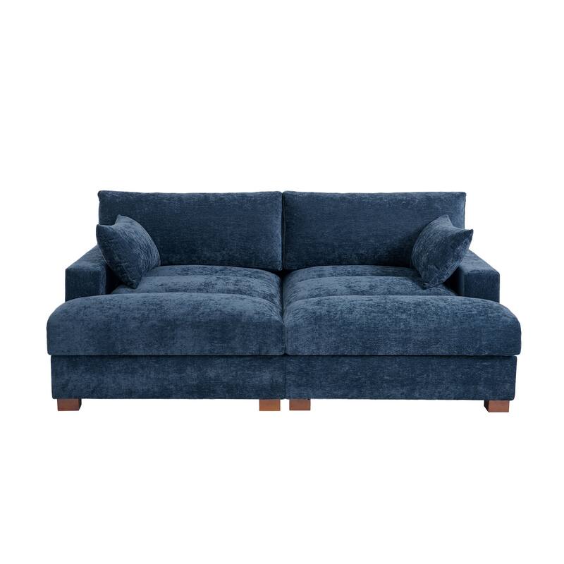 82.5"W Chenille Upholstered Sectional Modular Sofa With Chaise