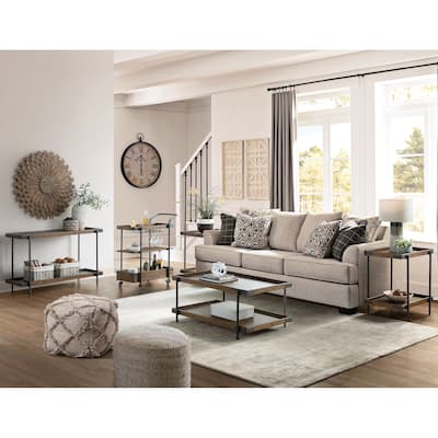 Kyra 5-Piece Oak and Metal Living Room Set - Standard