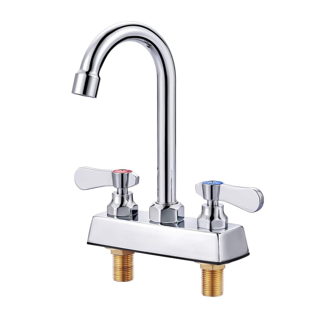 WOWOW 4 in. Double Handle Deck Mount Standard Kitchen Faucet