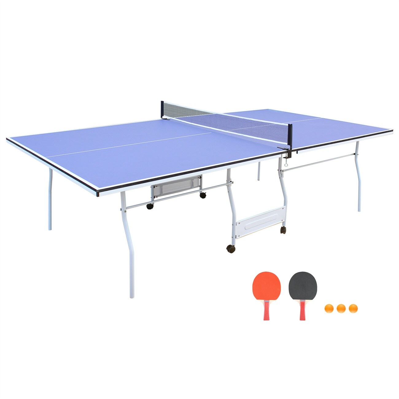 8ft/9ft Foldable Ping Pong Table - Portable Table Tennis Set With Net, Paddles & Balls