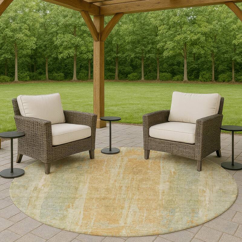Machine Washable Indoor/ Outdoor Vintage Ombre Chantille Rug - Sage - 8' x 8'