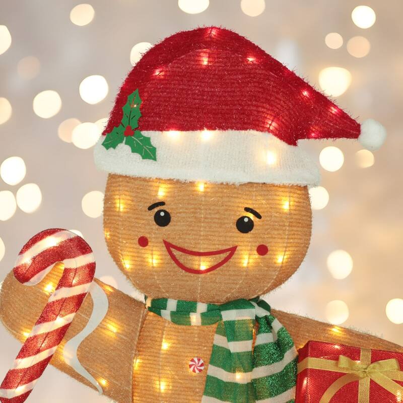 VEIKOUS 5 ft. Gingerbread Man Stake Christmas Holiday Decoration with Warm White LED