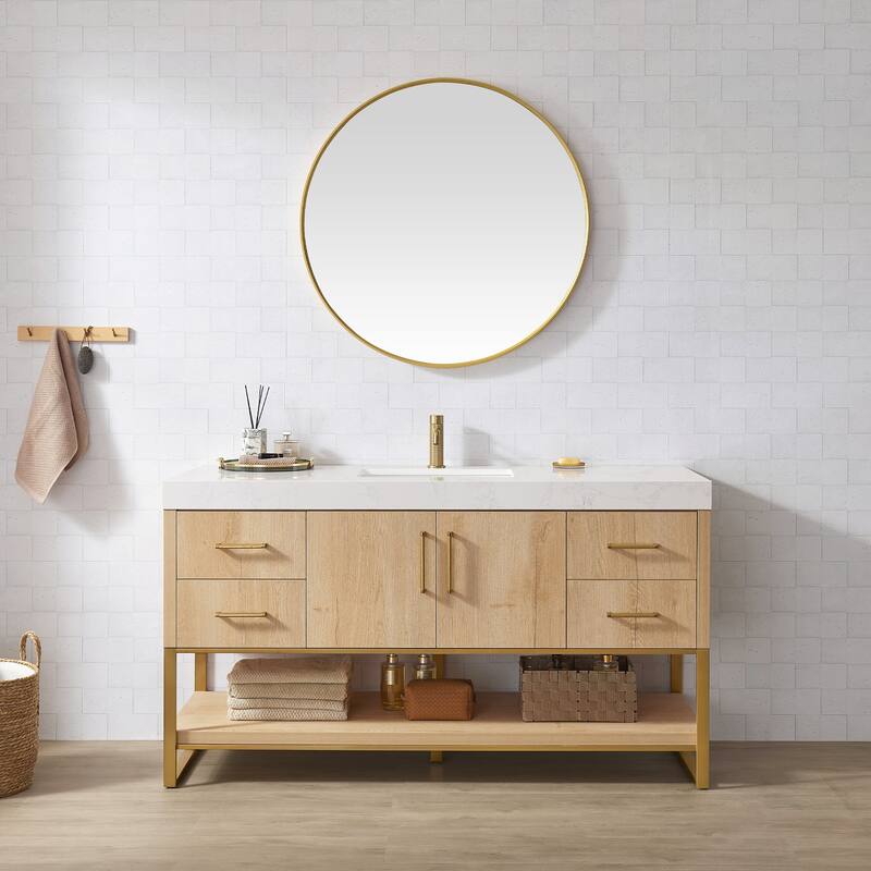 Kolkata Bathroom Vanity in Weathered Oak without Mirror