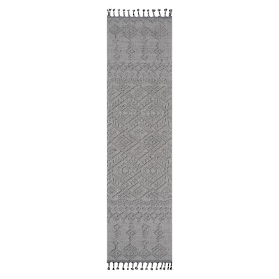 LOOM & LUXE Collection 2X8 White/Traditional Indoor/Outdoor Area Rug - 96" D x 26" W x 0.28" H