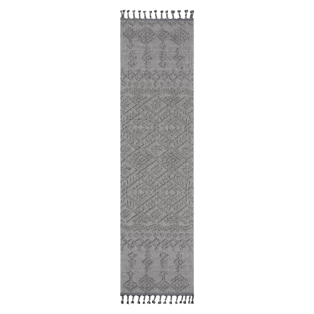 LOOM & LUXE Collection 2X8 White/Traditional Indoor/Outdoor Area Rug - 96" D x 26" W x 0.28" H
