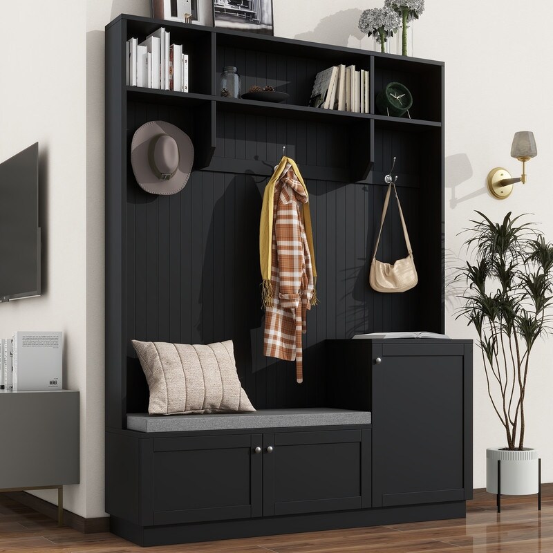 Hallway storage bench and coat rack hotsell