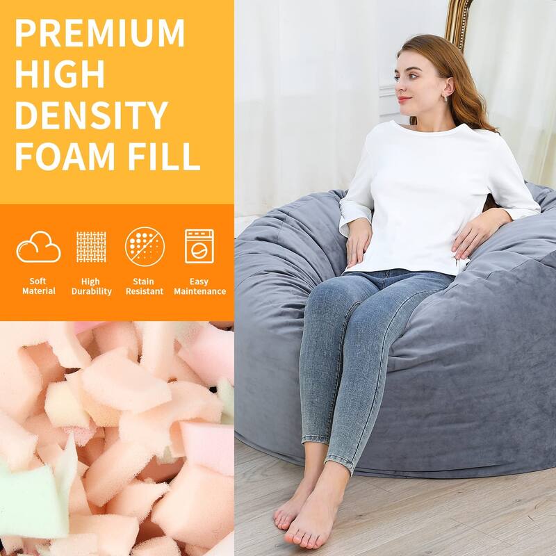 Oversized 48" Bean Bag Chair with Memory Foam