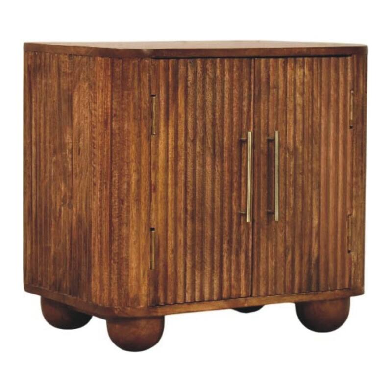 Artisan Furniture Solid Wood Solis Fluted Mini Sideboard, Brown, 2-Doors