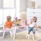 preview thumbnail 15 of 45, Costway Kids Wooden Round Table & 2 Chair Set w/ Center Mesh Storage - See Details