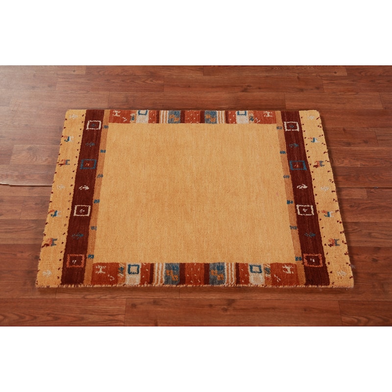 Hand Knotted Oriental 100% Wool Carpet Tribal Tribal Oranges & Rust Gabbeh Area Rug - 3' 0'' X 2' 0''