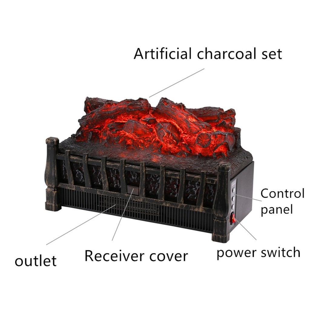 1500W Heater Electric Log Set Fireplace Stove Heater With Realistic Ember Bed