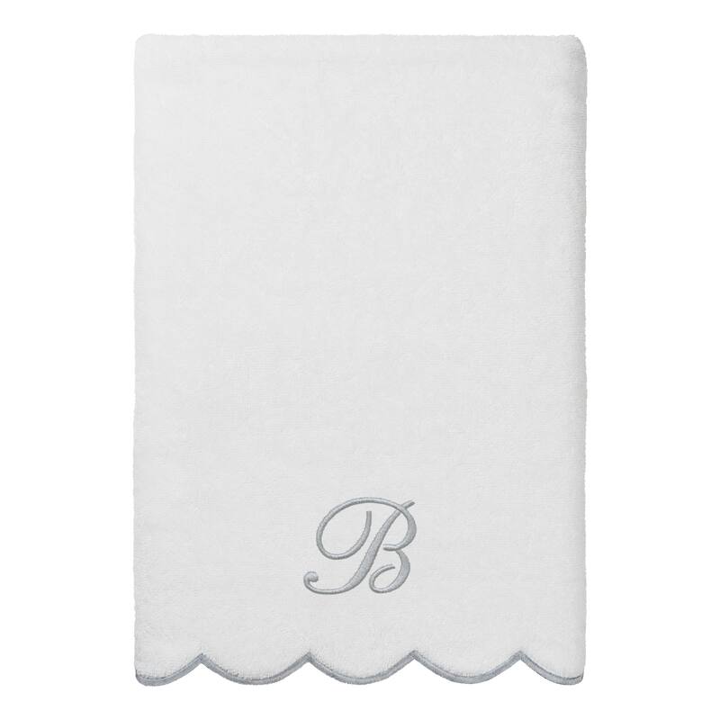 Authentic Hotel and Spa 100% Turkish Cotton Grey ADORNIA Scallop Personalized 3 Piece Towel Set - 3 Piece Set