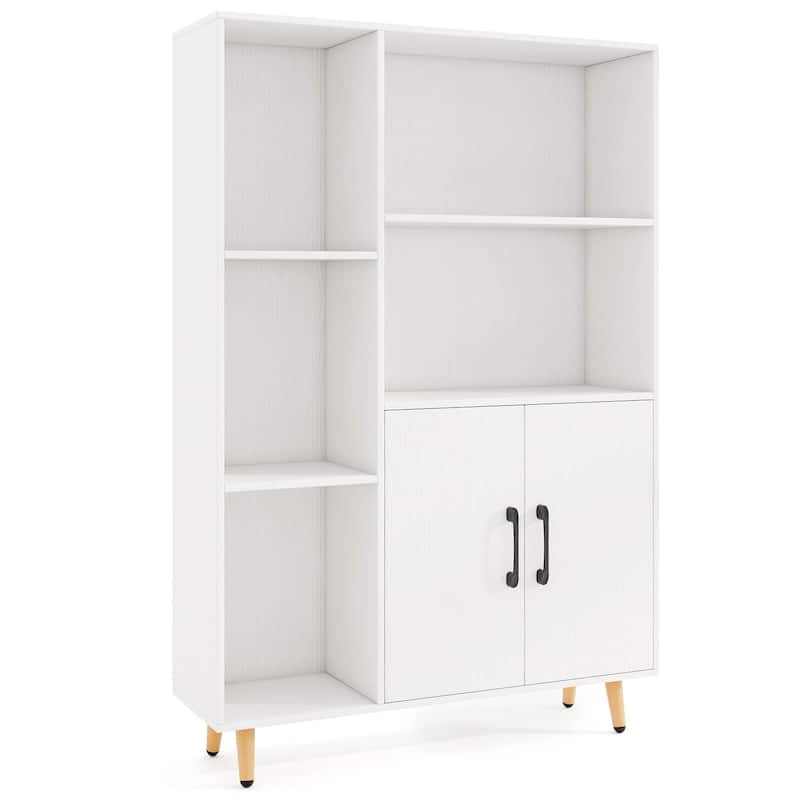 Costway Floor Storage Cabinet Free Standing Wooden Display Bookcase - White